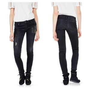 Maje Black Low Rise Slim Skinny Ankle Jeans